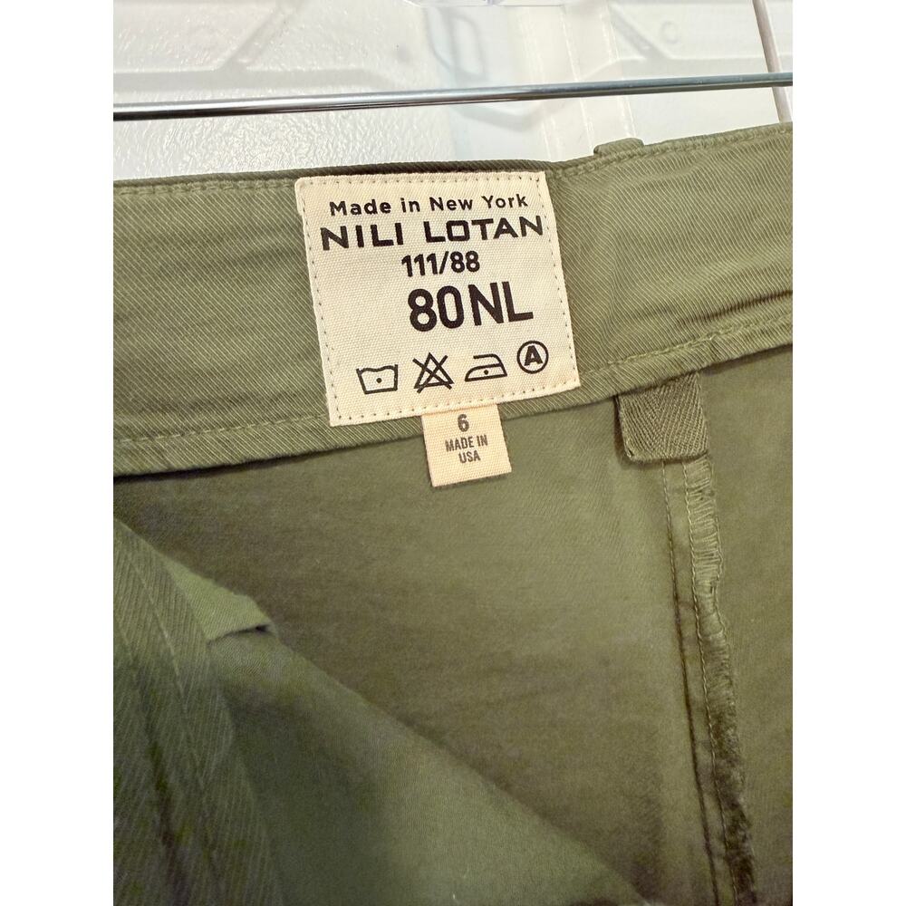 Nili Lotan 6 Olive Green Paris Pants $345 Drop Crotch Slouchy Cotton Cropped NWT - Picture 5 of 8